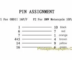 ICOM-D kabel za BMW 10 pin na 16 pin OBD2 za motocikle.